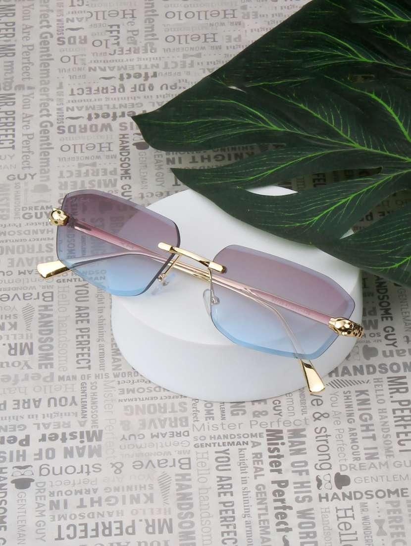 ted smith unisex diamond cut rimless gold brown uv protected sunglasses