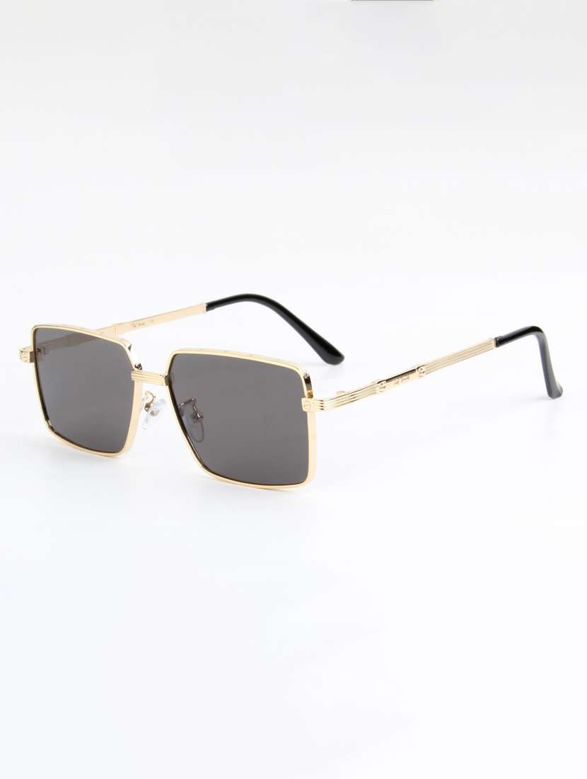 ted smith unisex square gold black sunglasses with uv protected lenses - 22146548 -  Standard Image - 2