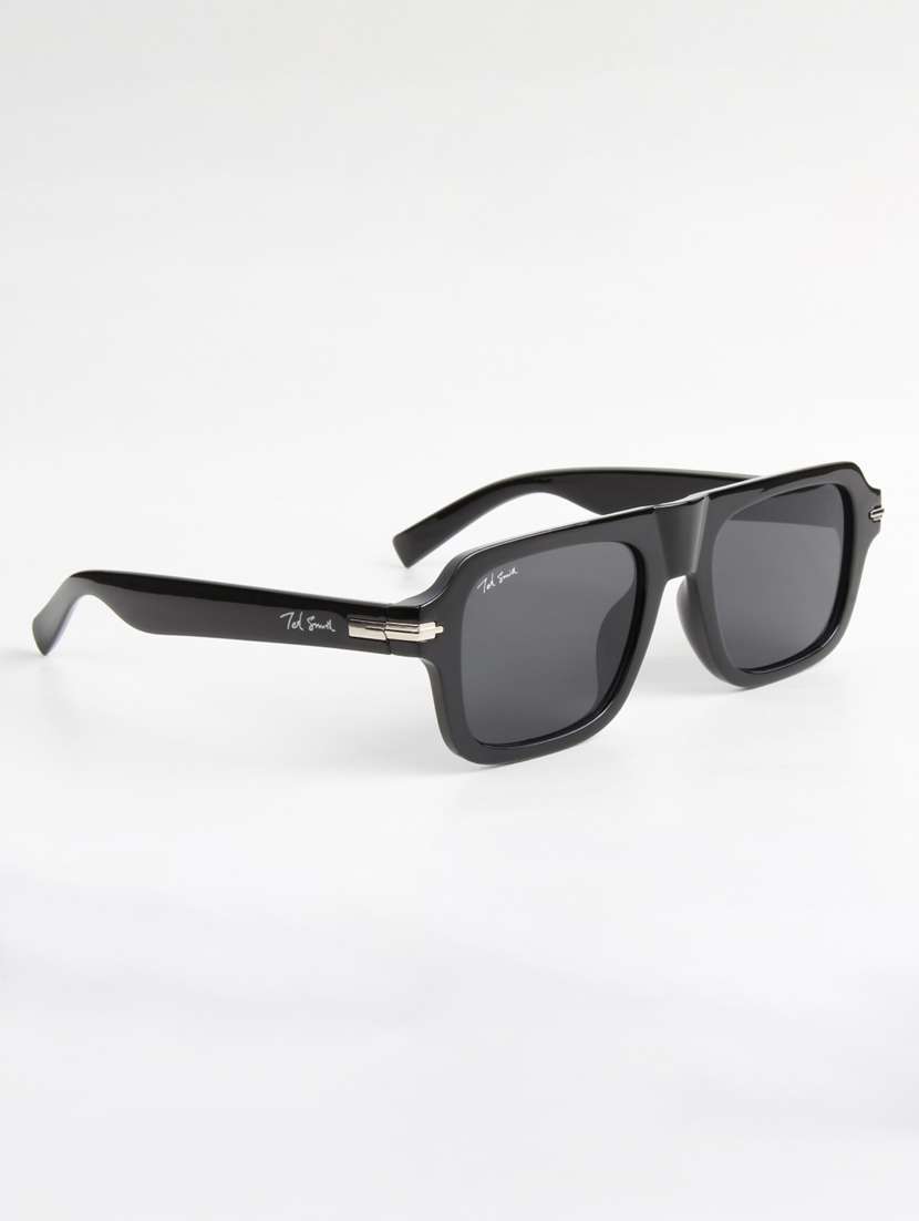 ted smith unisex square black black sunglasses with uv protected lenses - 22146551 -  Standard Image - 2