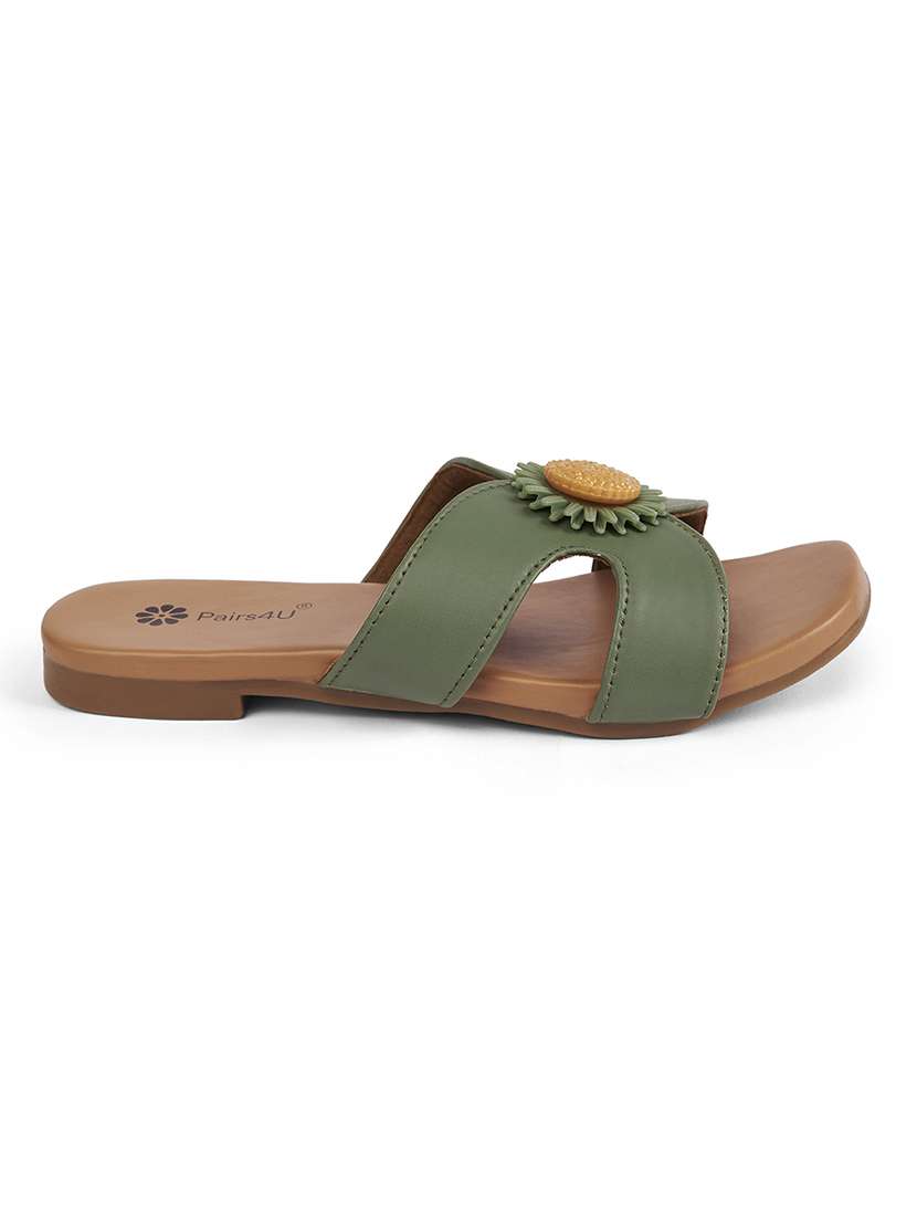 women green slip on sandal - 22146575 -  Standard Image - 2