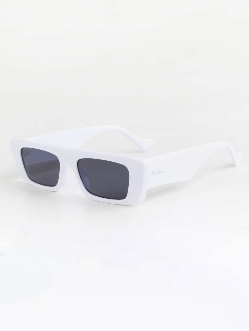 ted smith unisex browline rectangle white black uv protected sunglasses - 22146584 - Standard Image - 2