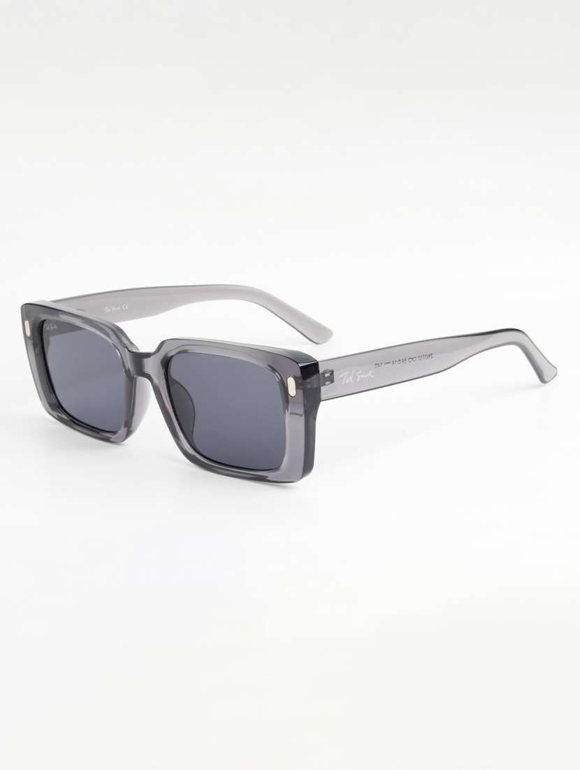 ted smith unisex square grey black sunglasses with uv protected lenses - 22146588 -  Standard Image - 2