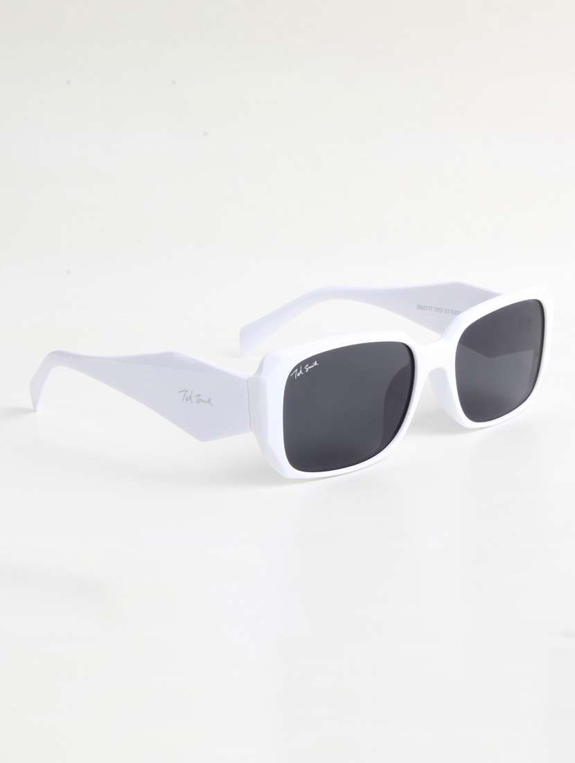 ted smith unisex regtangle white black sunglasses with uv protected lenses - 22146590 -  Standard Image - 2