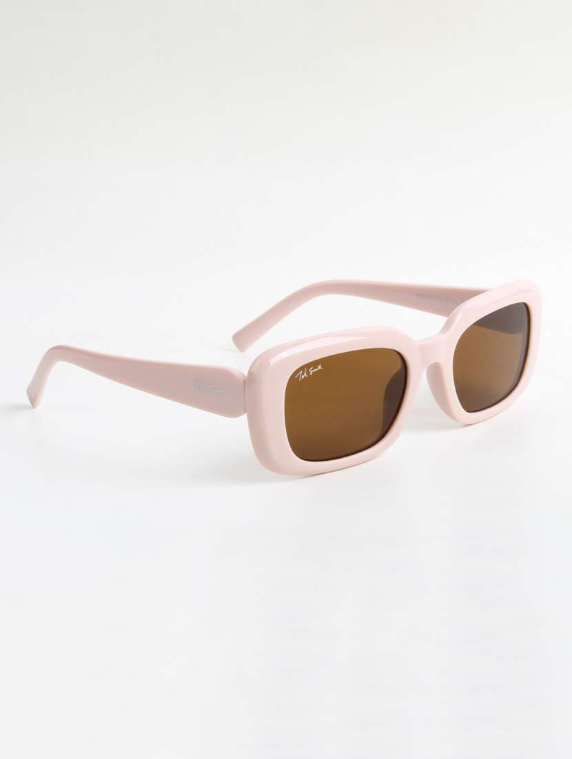ted smith unisex rectangle pink brown sunglasses with uv protected lenses - 22146592 -  Standard Image - 2