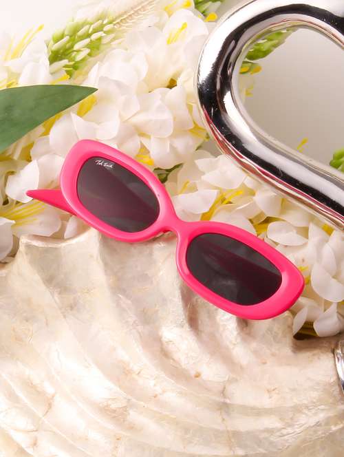 ted smith unisex oval fuchsia sunglasses with uv protected lenses - 22146595 -  Standard Image - 0