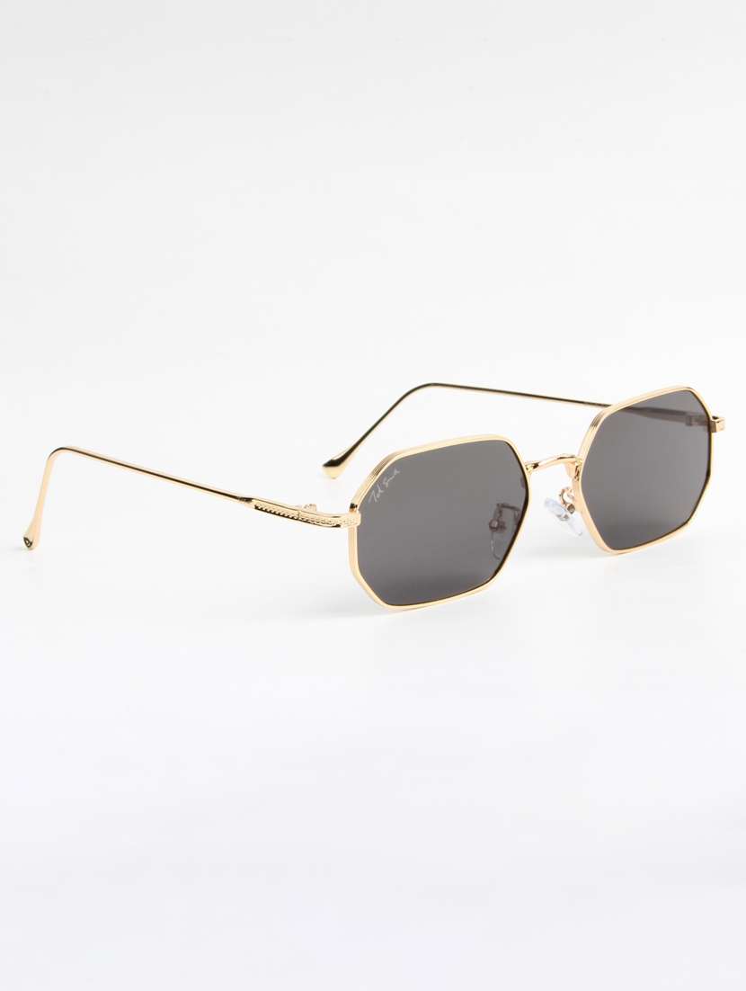 ted smith unisex septagon gold black sunglasses with uv protected lenses - 22146599 -  Standard Image - 2
