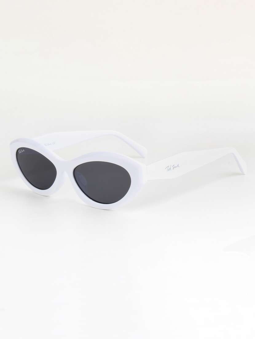 ted smith unisex cat eye white black sunglasses with uv protected lenses - 22146602 -  Standard Image - 2