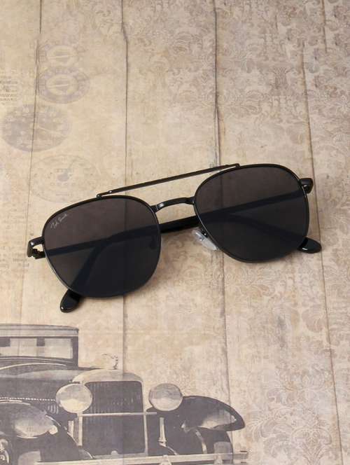 ted smith unisex aviator black sunglasses with uv protected lenses - 22146603 -  Standard Image - 0