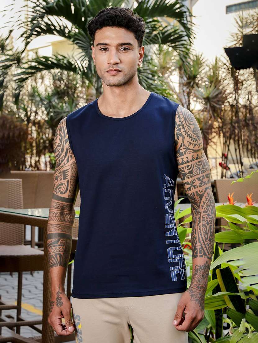 men typographic sleeveless vest - 22146622 -  Standard Image - 2