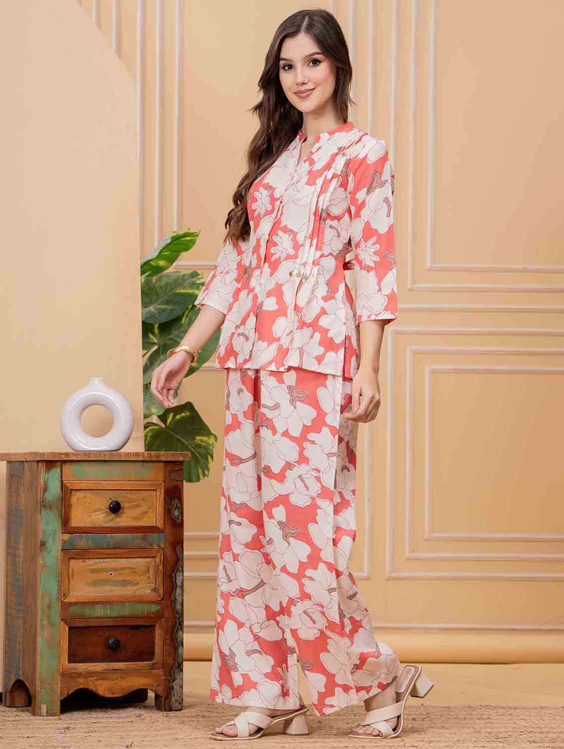 women three quarter sleeve regular fit ethnic co-ord set - 22146633 -  Standard Image - 2