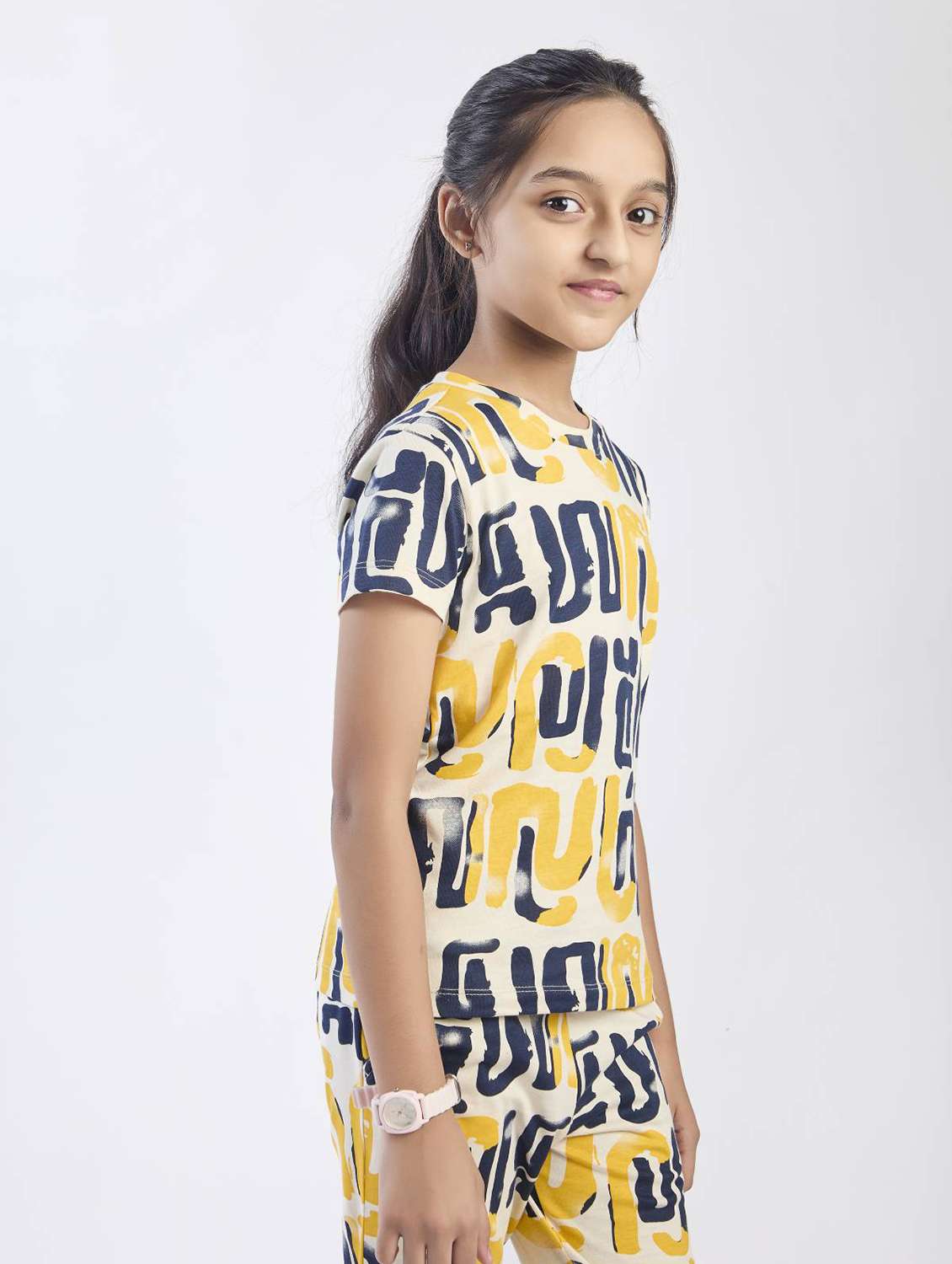 girls printed top & trouser co-ord set - 22146682 - Standard Image - 2