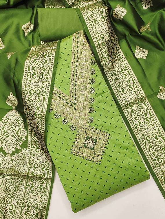 women printed embroidered unstitched suit set - 22146697 -  Standard Image - 2