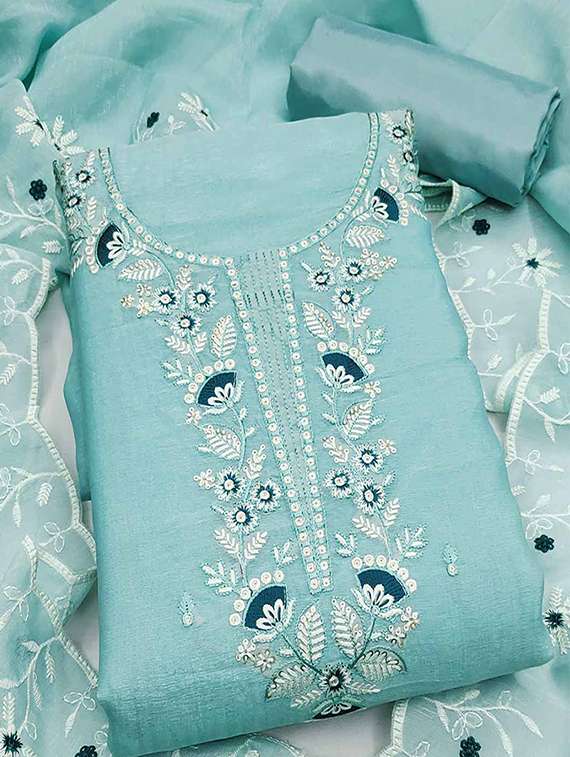 women solid with work unstitched suit set - 22146713 -  Standard Image - 2