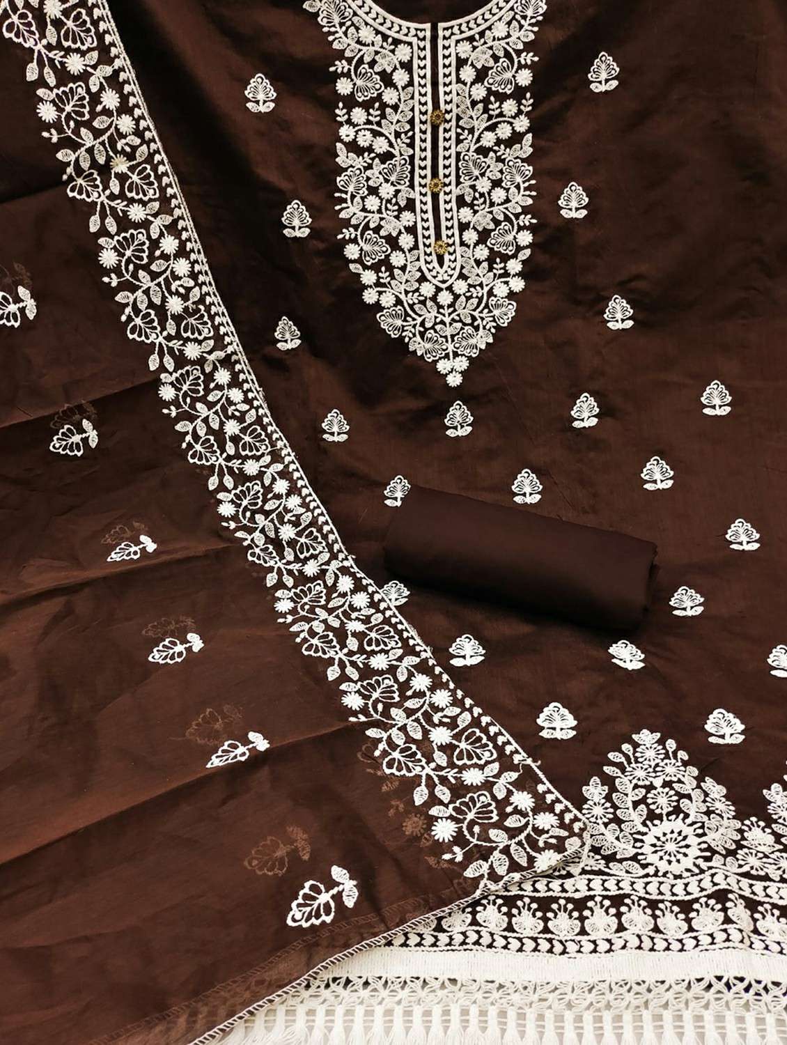 women solid with work embroidered unstitched suit set - 22146724 -  Standard Image - 2