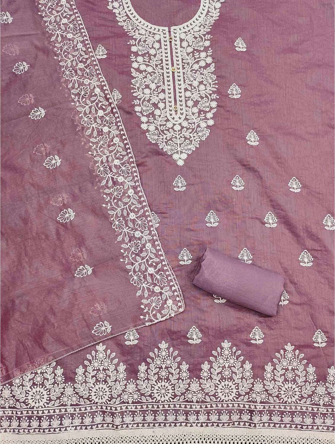 women solid with work embroidered unstitched suit set - 22146730 -  Standard Image - 2