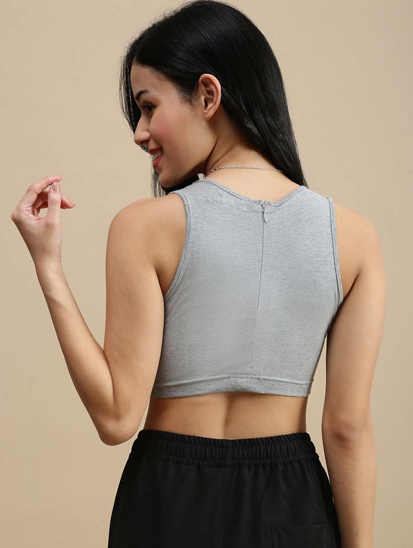 women solid sleeveless crop top - 22146876 -  Standard Image - 2