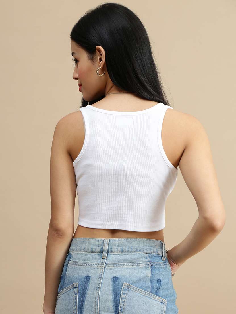 women solid sleeveless crop top - 22146878 -  Standard Image - 2