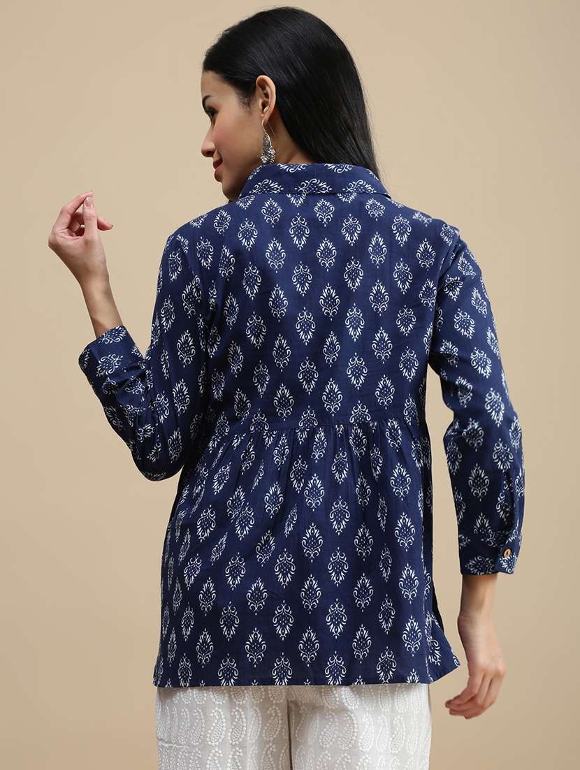 women solid puff sleeve a-line kurti - 22146881 -  Standard Image - 2
