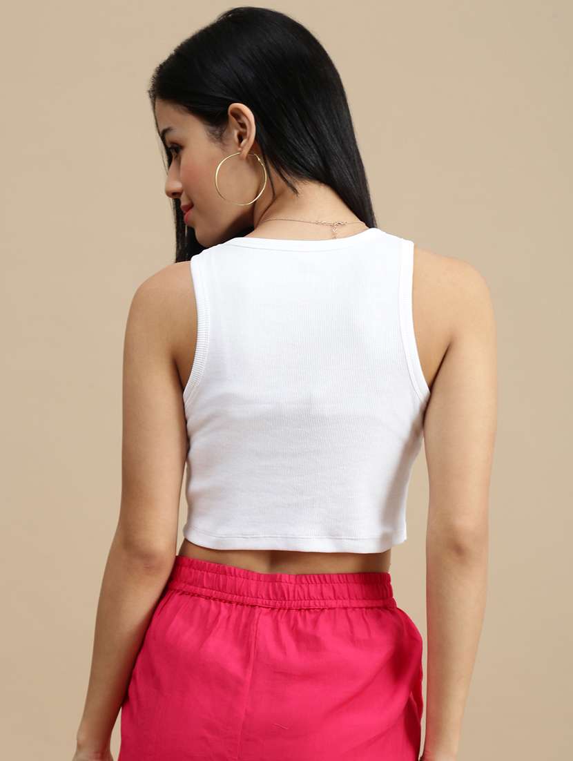 women solid sleeveless crop top - 22146882 -  Standard Image - 2
