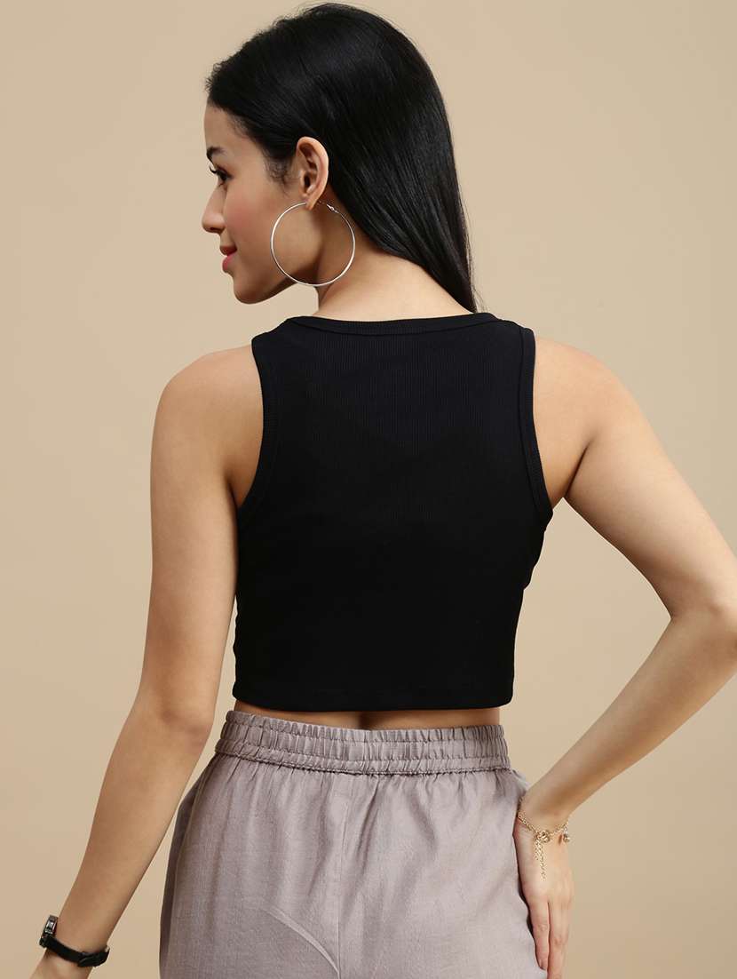 women solid sleeveless crop top - 22146883 -  Standard Image - 2