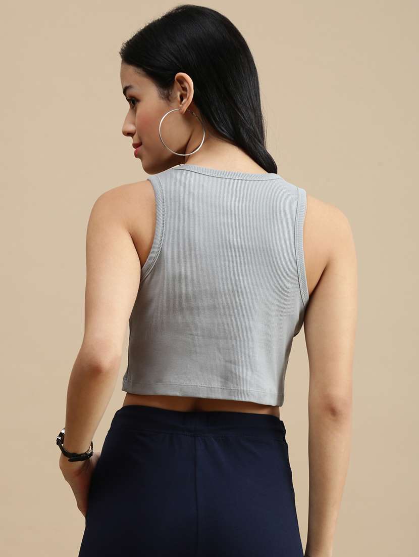 women solid sleeveless crop top - 22146884 -  Standard Image - 2