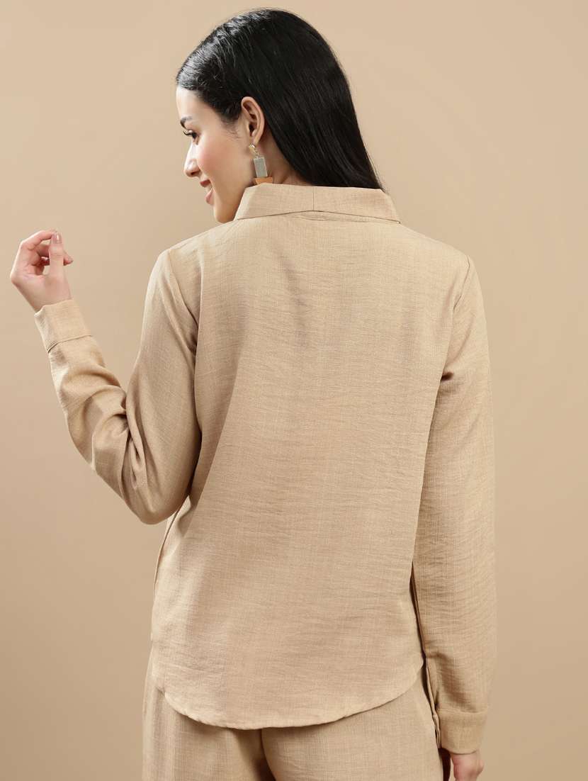 women solid long sleeve regular shirt - 22146889 -  Standard Image - 2