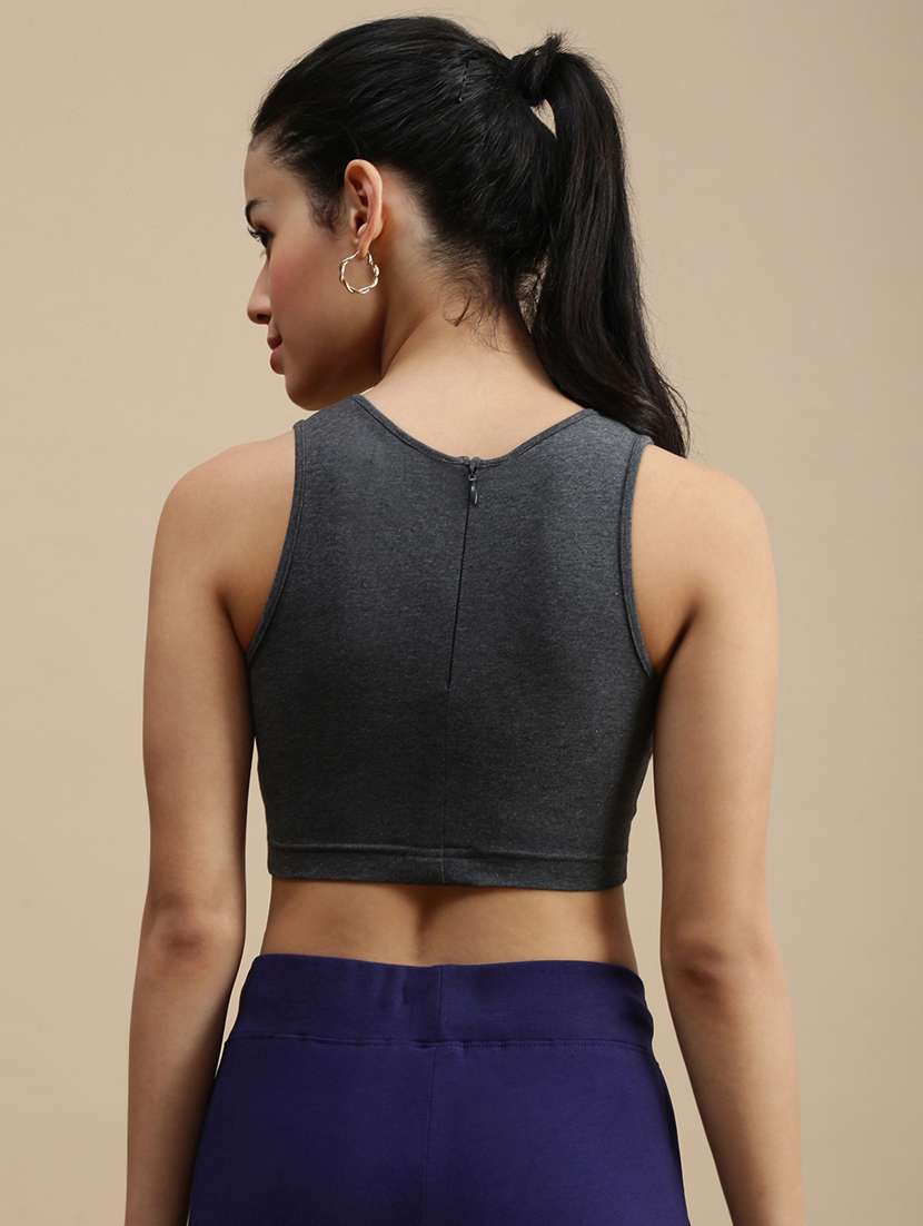 women solid sleeveless crop top - 22146897 -  Standard Image - 2