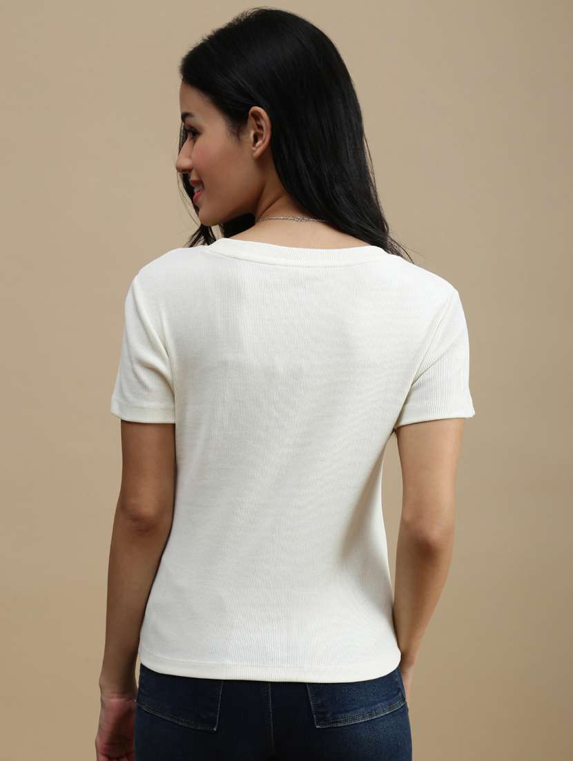 women white solid short sleeve top - 22146900 -  Standard Image - 2