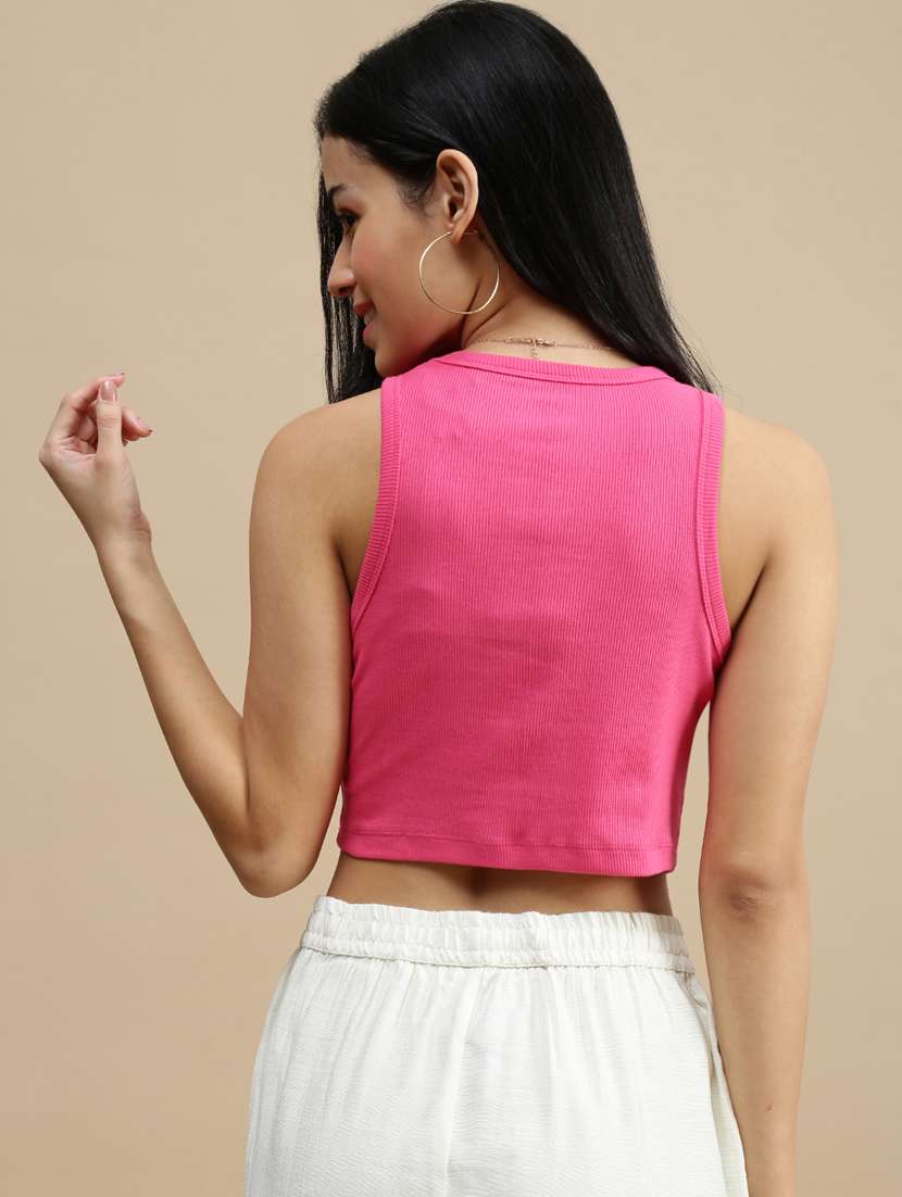 women solid sleeveless crop top - 22146901 -  Standard Image - 2