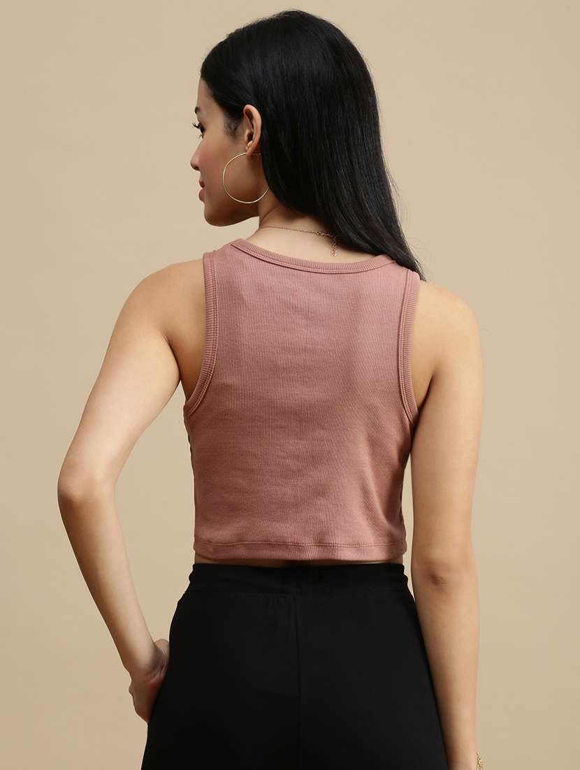 women solid sleeveless crop top - 22146902 -  Standard Image - 2