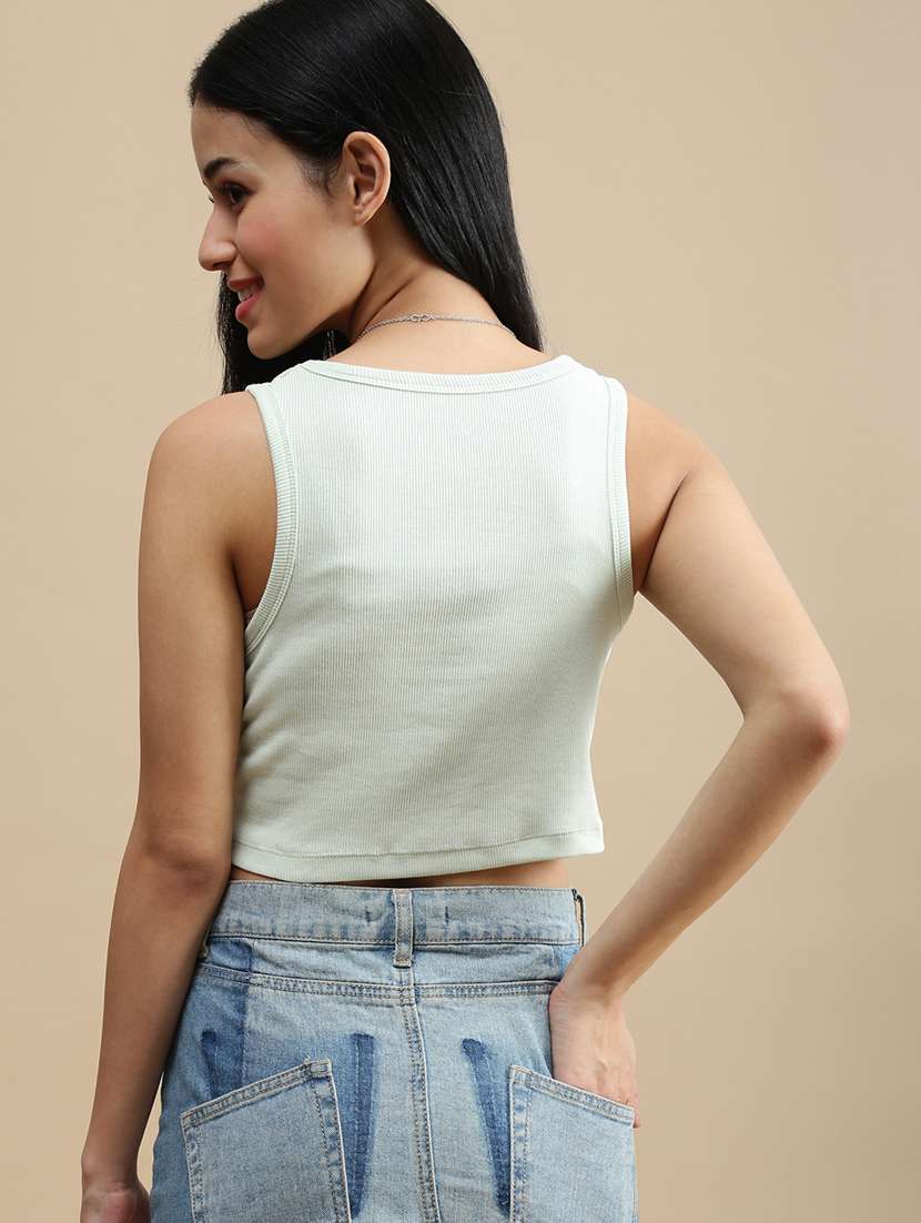 women solid sleeveless crop top - 22146903 -  Standard Image - 2