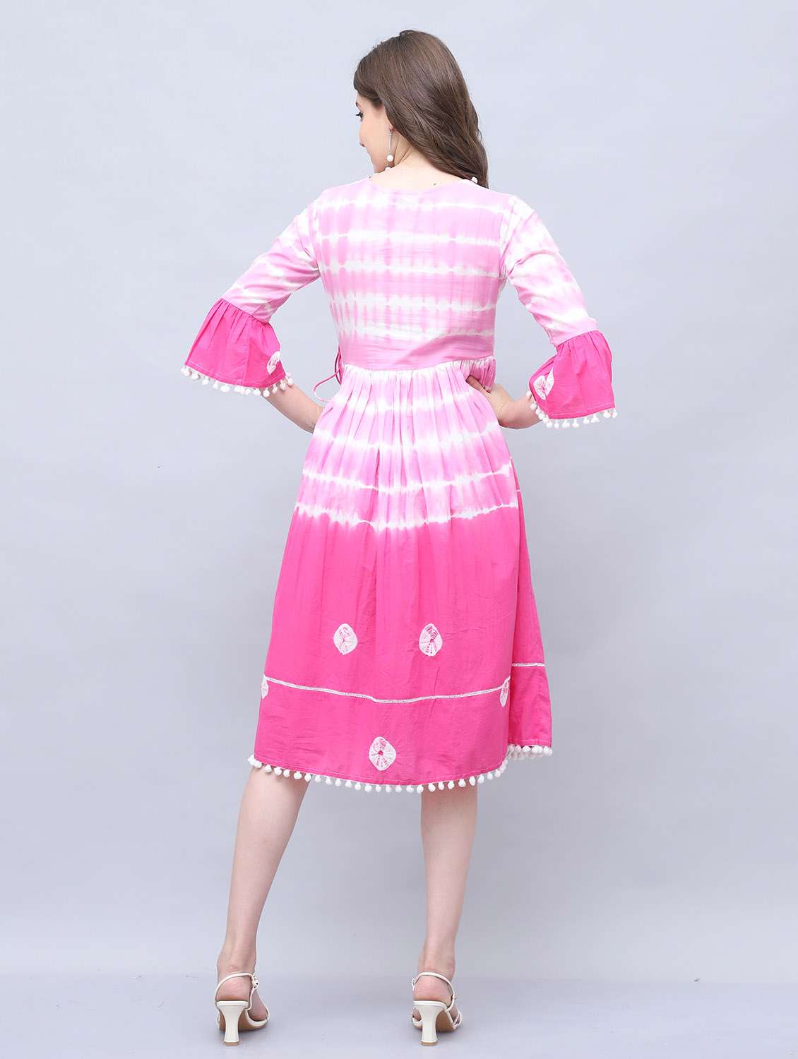 women printed three quarter sleeve dress - 22146923 -  Standard Image - 2