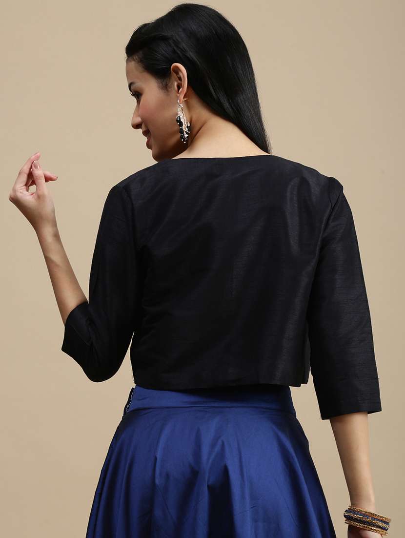 women solid three quarter sleeve ethnic jacket - 22146956 -  Standard Image - 2
