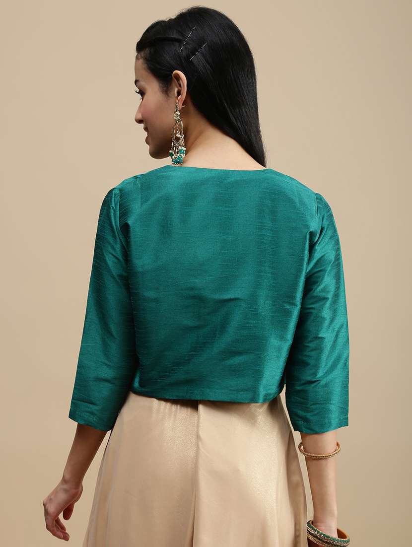 women solid three quarter sleeve ethnic jacket - 22146957 -  Standard Image - 2