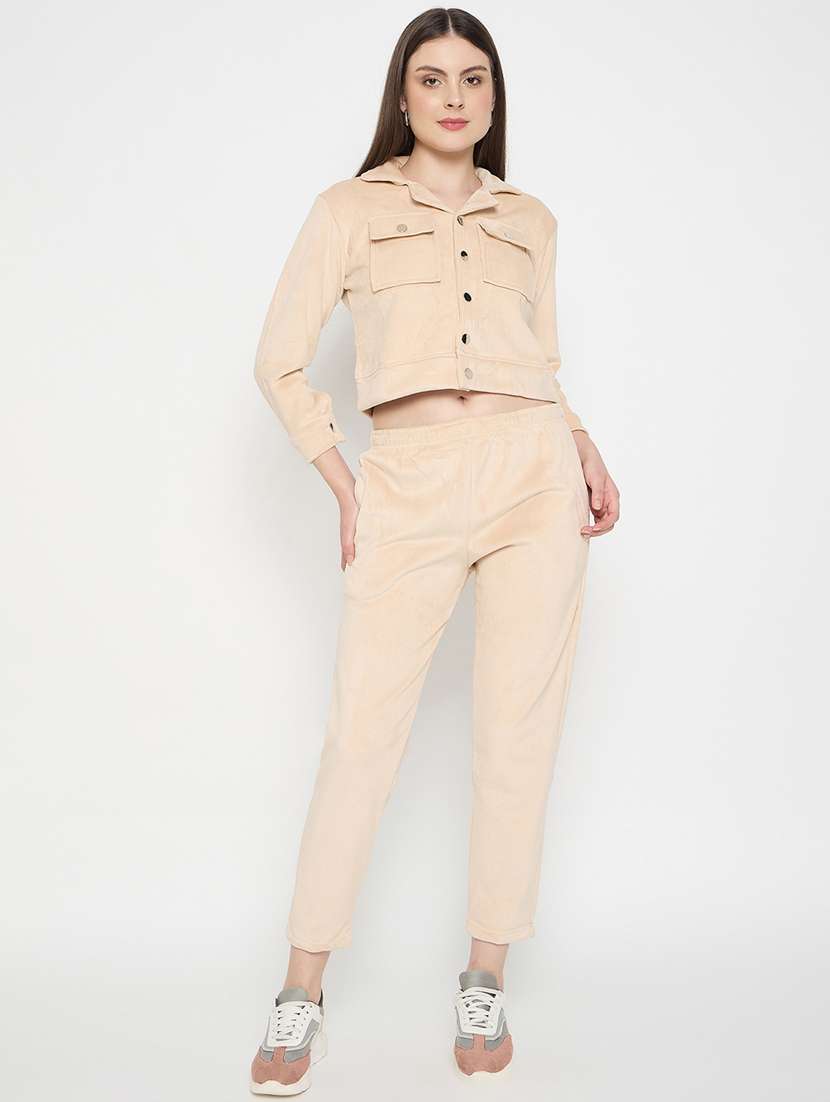 women solid long sleeve winter wear co-ord set - 22146964 -  Standard Image - 2