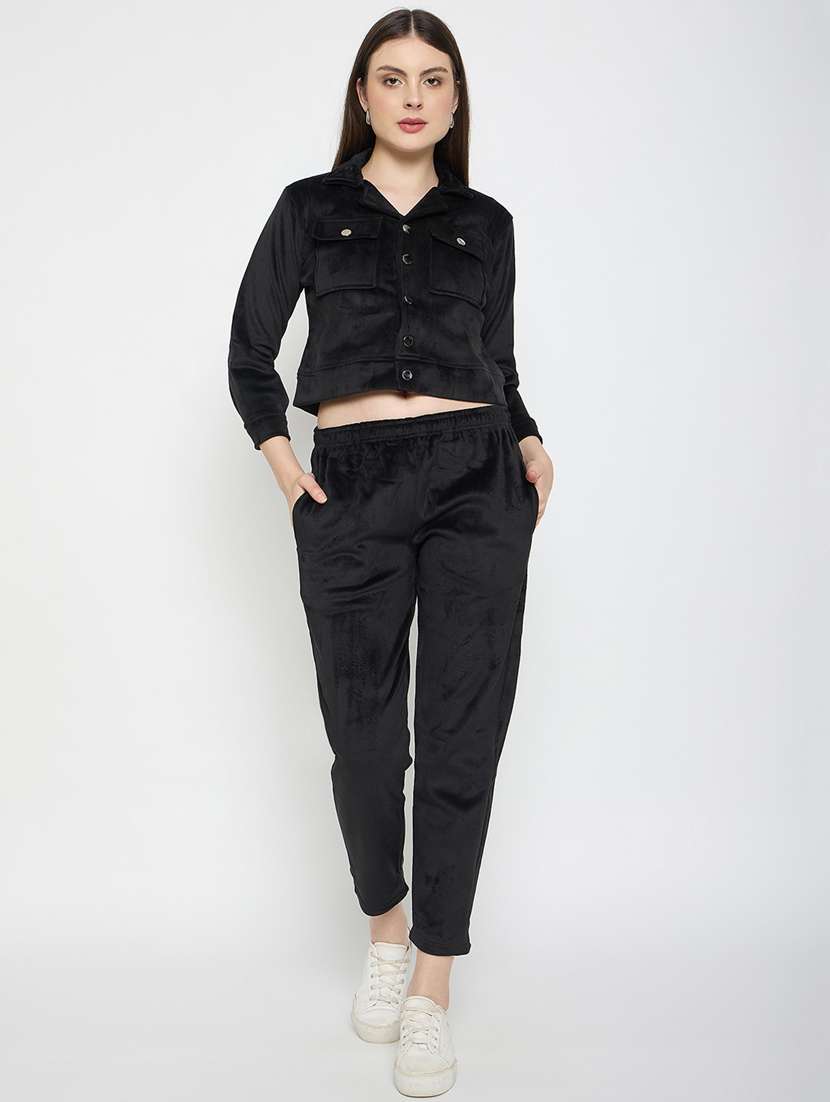 women solid long sleeve winter wear co-ord set - 22146965 -  Standard Image - 2