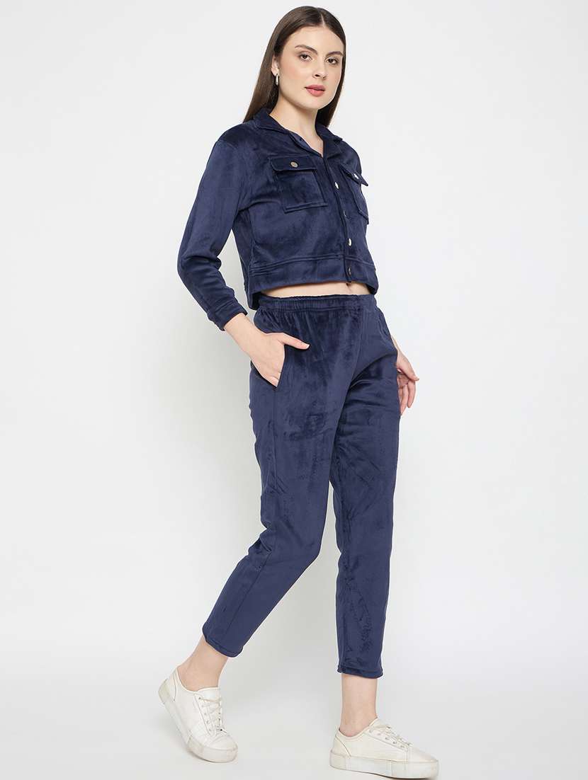 women solid long sleeve winter wear co-ord set - 22146966 -  Standard Image - 2