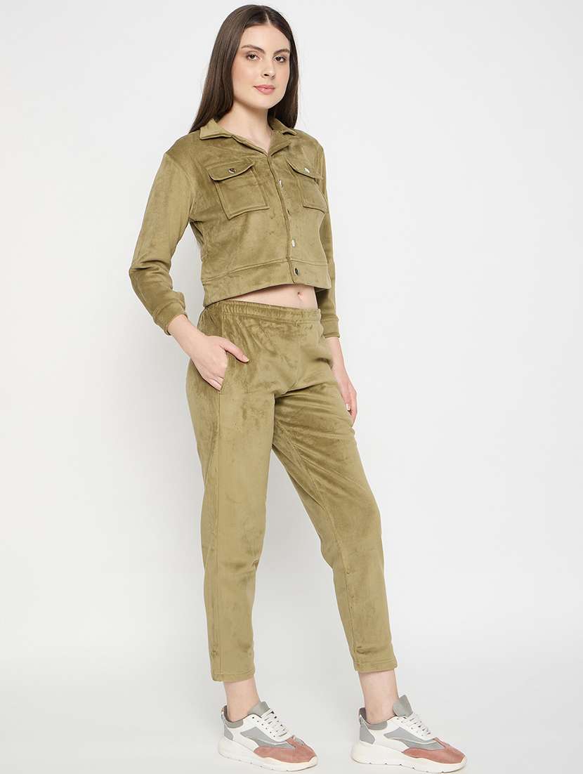 women solid long sleeve winter wear co-ord set - 22146967 -  Standard Image - 2