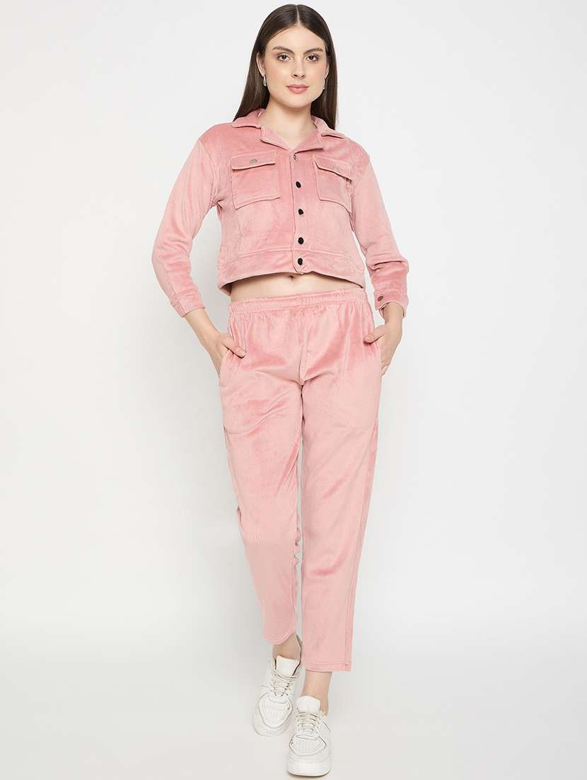 women solid long sleeve winter wear co-ord set - 22146968 -  Standard Image - 2