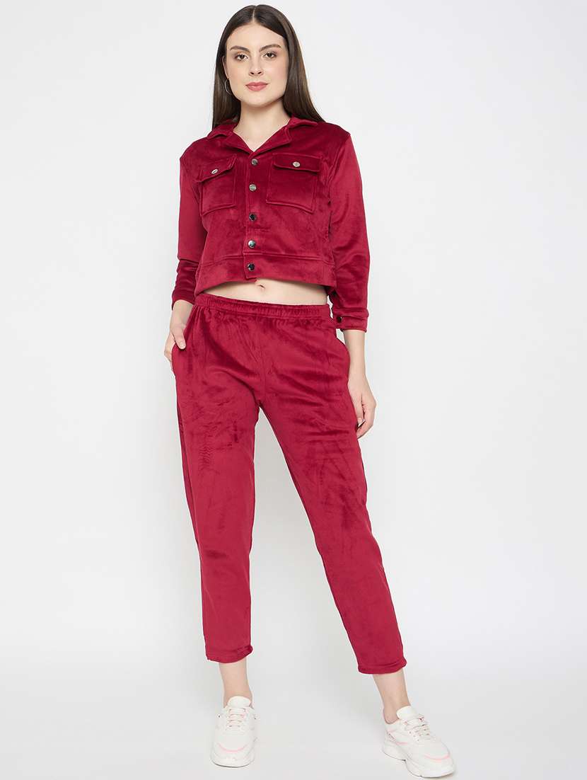 women solid long sleeve winter wear co-ord set - 22146969 -  Standard Image - 2