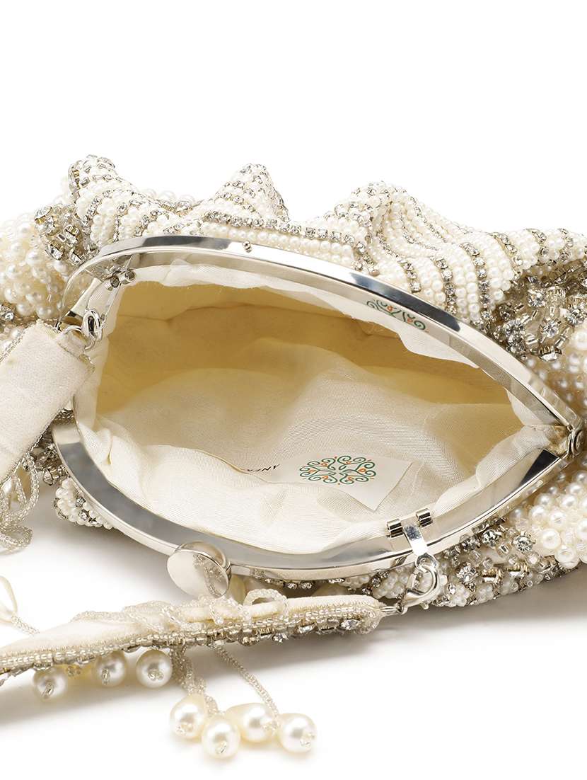 embellished off white velvet party clutch - 22147165 - Standard Image - 2