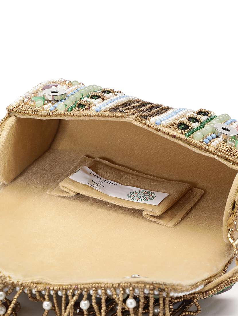 embellished gold velvet party clutch - 22147168 - Standard Image - 2