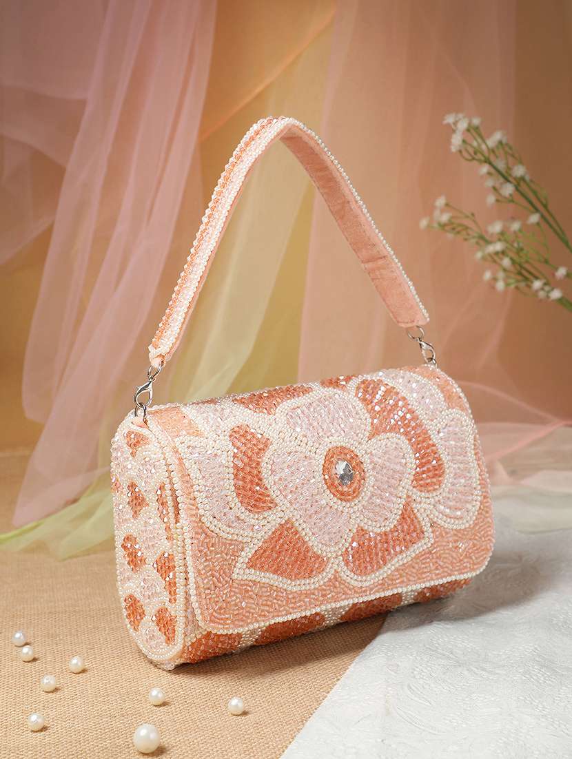 embellished floral beads crystals party clutch pink - 22147170 -  Zoom Image - 0