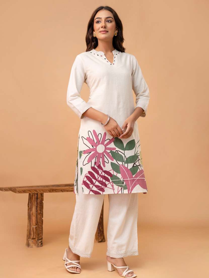 women three quarter sleeve regular fit ethnic co-ord set - 22147200 -  Standard Image - 2