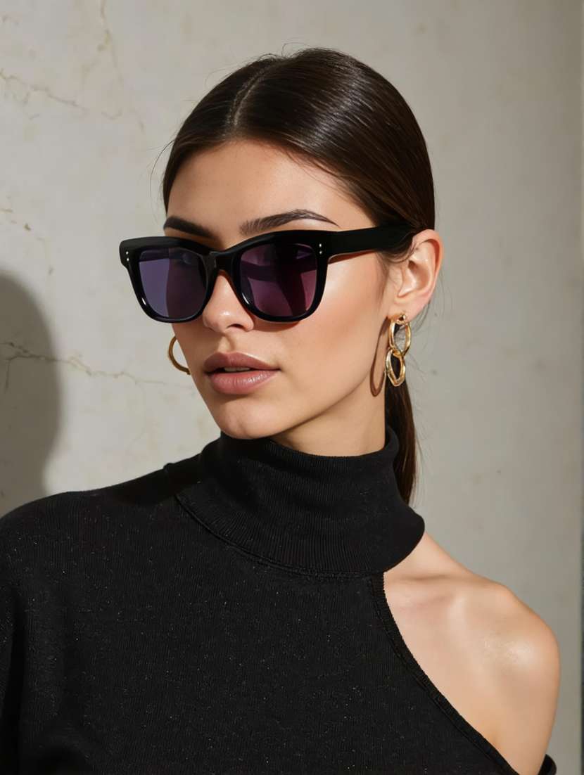 gold berg unisex blue lens & green cateye sunglasses with uv protected lens