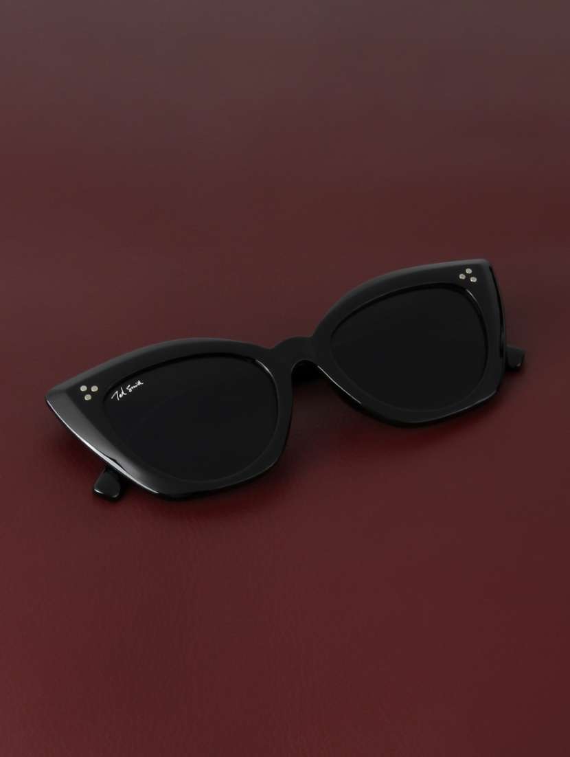 ted smith women cat eye black sunglasses with uv protected lenses