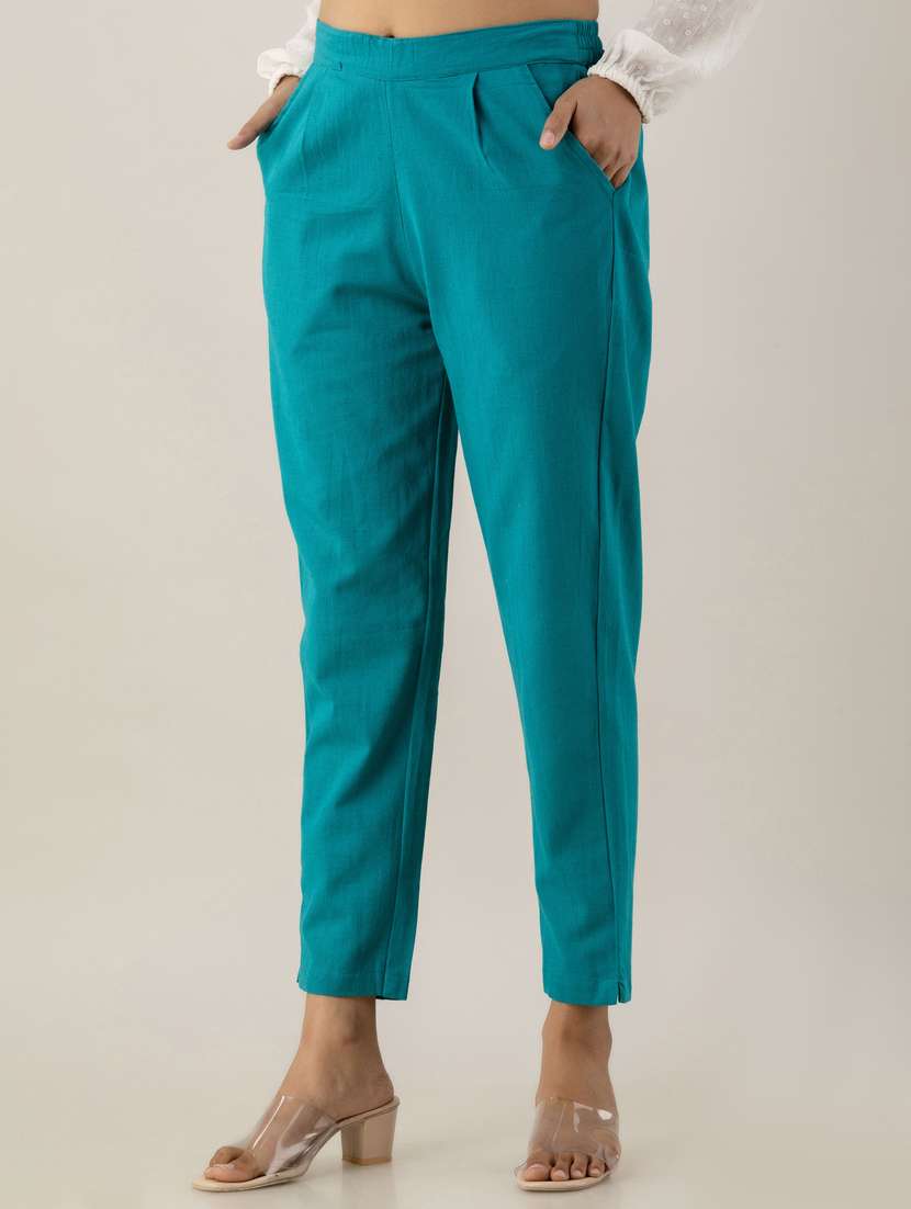 women solid mid rise cigarette pants  - 22147233 -  Standard Image - 2