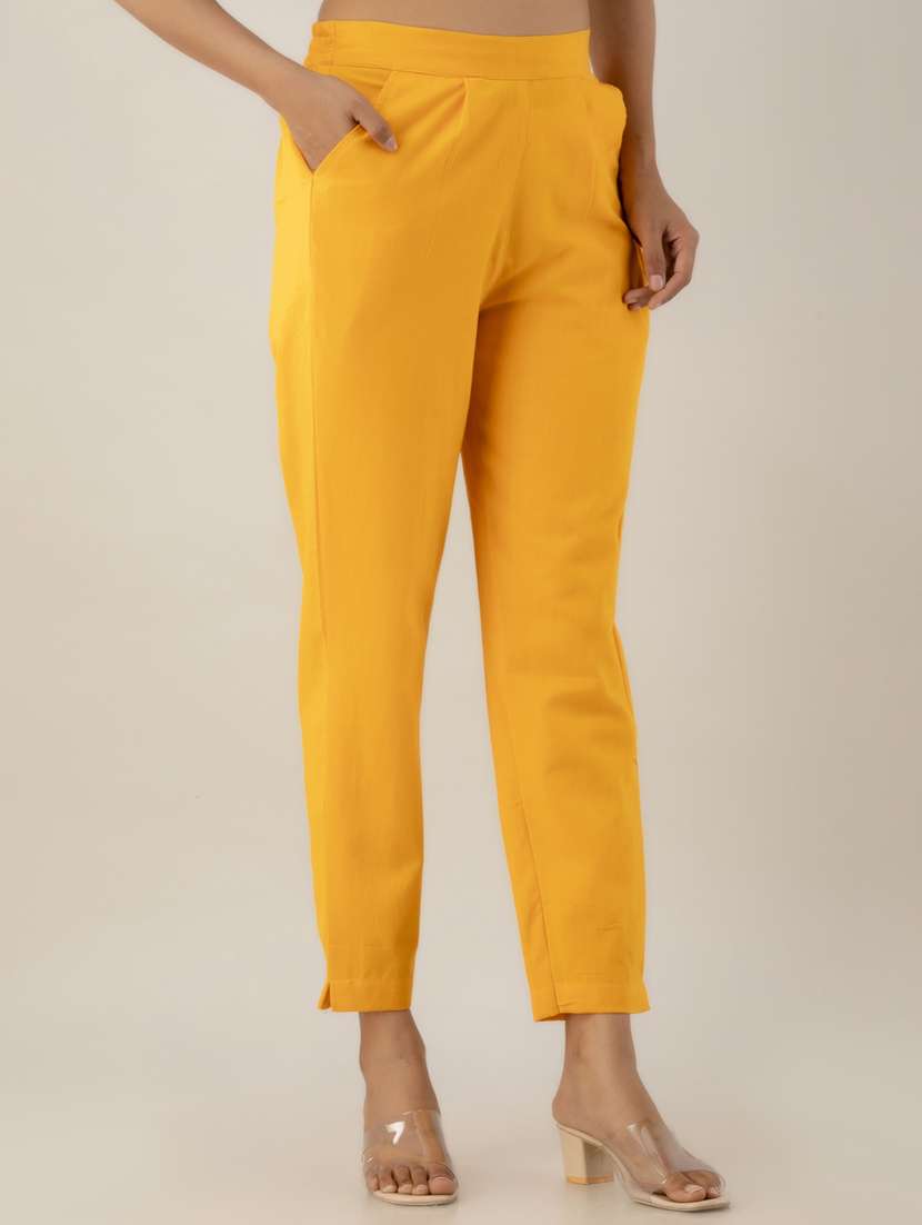 women solid mid rise cigarette pants  - 22147234 -  Standard Image - 2
