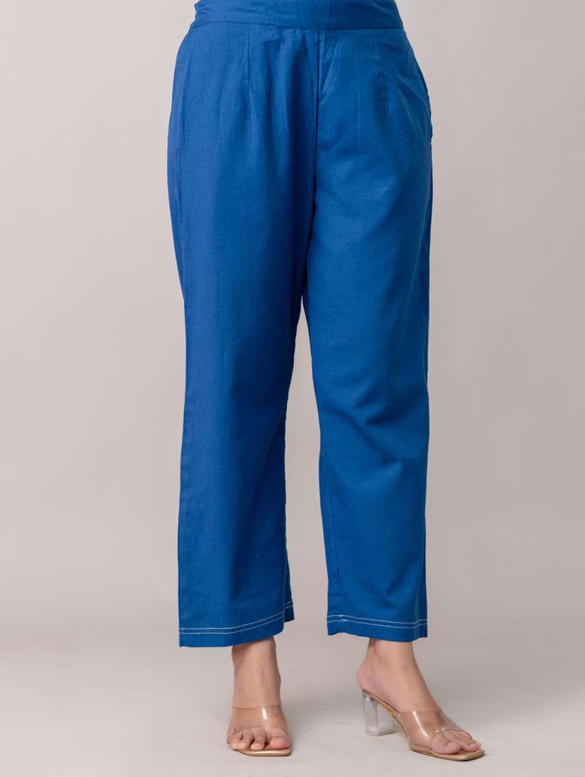 women solid mid rise straight trouser - 22147235 -  Standard Image - 2