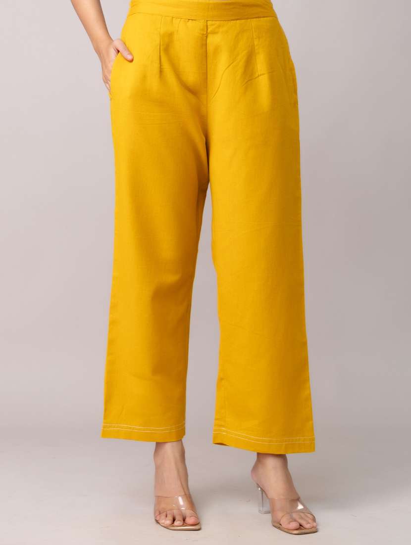 women solid mid rise straight trouser - 22147239 -  Standard Image - 2